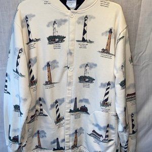 Lighthouse Art Unlimited Button Sweater, Throw, M